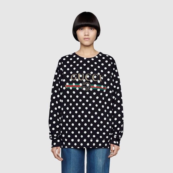 Gucci Black Logo Polka Dot Sweatshirt XXXS XS 617964 Designer Luxury Top Trendy - Picture 10 of 16